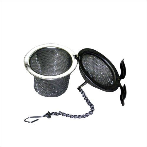 Black And Silver Basket Shape Stainless Steel Tea Infuser