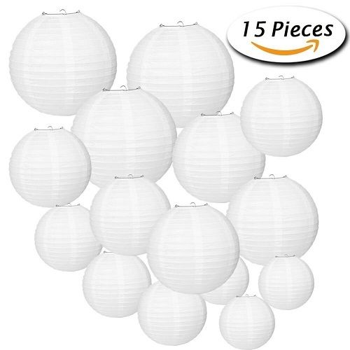 Paxcoo 15 Packs White Round Paper Lanterns