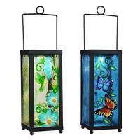 Peaktop - Outdoor 2 Pack Portable Fusion Glass Solar Lantern