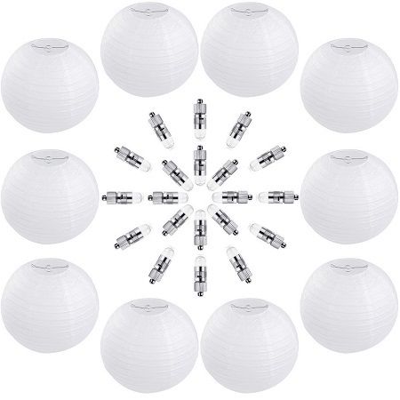 Vastar 10 Packs 12 Inch White Round Paper Lanterns