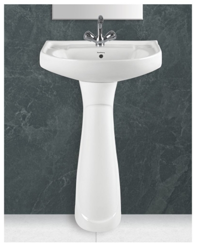 Ceramic Plain White Pedestal Wash Basin