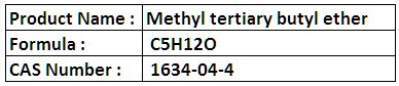 Methyl Tertiary Butyl Ether - Boiling Point 55-56°C, Density 0.74 g/mL | Oxygenates Gasoline, Improves Combustion, Enhances Octane Rating, Reduces Emissions