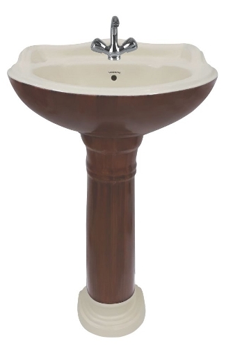 Red Brown Wooden Pedestal Wash Basin