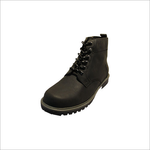 Black Ankle Length Leather Boot