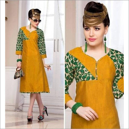 Yellow Ladies Modern Cotton Kurti