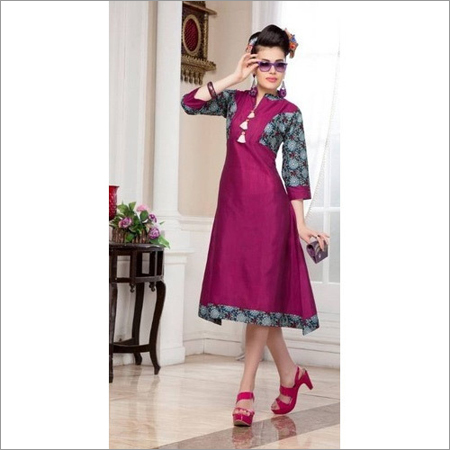 Purple Ladies Designer Cotton Kurti