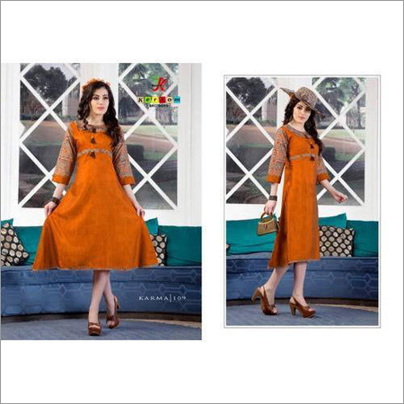Orange Ladies Designer Kurti