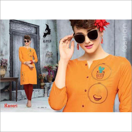Orange Ladies Trendy Kurti