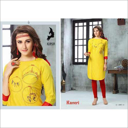 Yellow Ladies Cotton Kurti