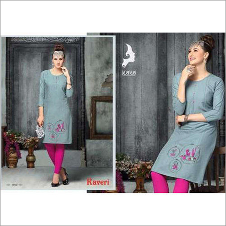 Grey Ladies Printed Kurti