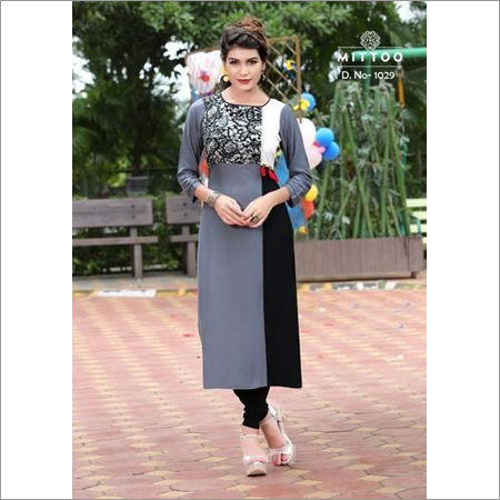 Grey Ladies Mitoo Printed Kurtis