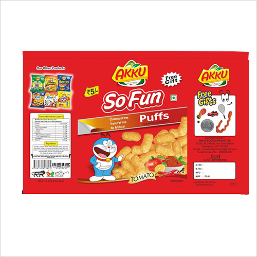 Crispy Puffs - Tomato Flavor, Machine Made, Hygienic Process, Crispy Texture, Free Gift