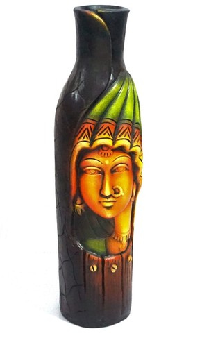 Terracotta Small Vase With Lady Face