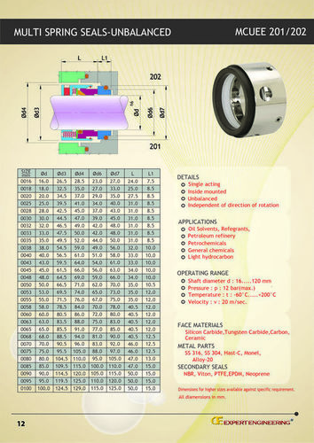 Multi Spring Unbalanced Seals