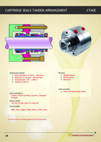 Cartridge Seals Tandem Arrangement