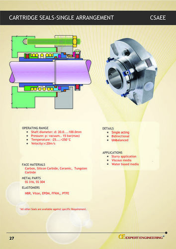 Cartridge Seals Single Arrangement