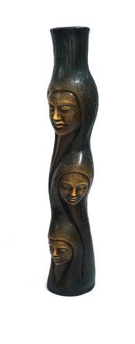 Medium Vase With 3 Faces Gray Finish Certifications: Epch