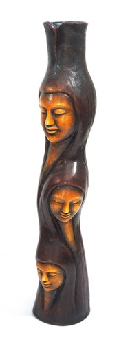 Terracotta Medium Vase With 3 Faces Natural Finish