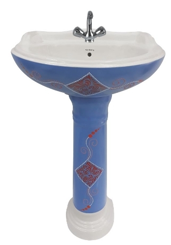 Matt Series Alpine Blue Pedestal Wash Basin