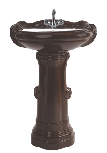 Big Sterling Set Black Wooden Pedestal Wash Basin