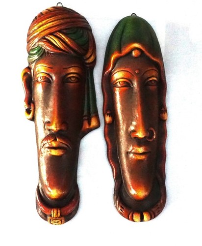 Rajasthani Face set of 2 Gray Finish