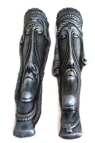 Rajasthani Face set of 2 Large Gray