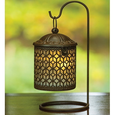 Decorative Hanging Metal Lantern with LED Light and Stand By OTTO INTERNATIONAL