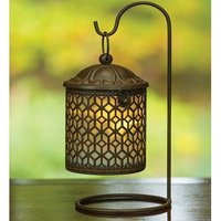 Decorative Hanging Metal Lantern With Led Light And Stand