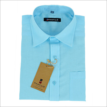 Breathable Cyan 100% Pure Linen Shirt