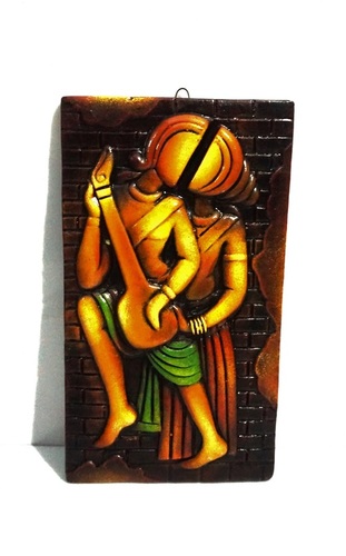 Home Decorative Terracotta Wall Hanging Plate Dancing Musical Couple Modern Art Natural Finish Certifications: Epch