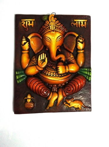 Handmade Home Decorative Terracotta Ganesha with Shubh Labh Wall Hanging