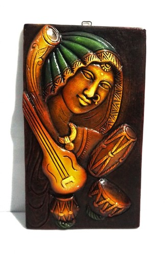 Home Decorative Terracotta Wall Hanging Plate Musical Lady Natural Finish