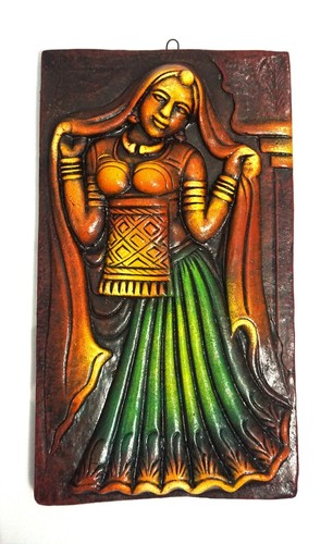 Home Decorative Terracotta Wall Hanging Plate Rajesthani Lady