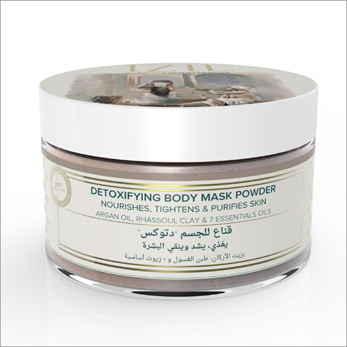 Detoxifying Body Mask Powder - Rhassoul Clay & Argan Oil Blend, Seven Essential Oils for Silky Smooth Skin and Radiant Glow