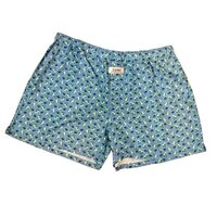 Cotton Satin Printed Boxer Shorts - 100% Cotton, Available in Sizes S-XXL, Light Blue Color | All-Season Comfort and Stylish Design