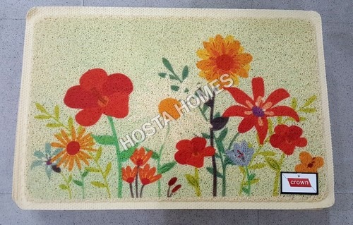 Flower Print Pvc Rubber Door Mat
