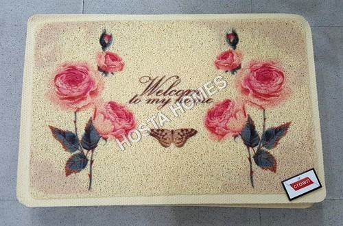 Rose Printed Pattern Pvc Rubber Door Mat