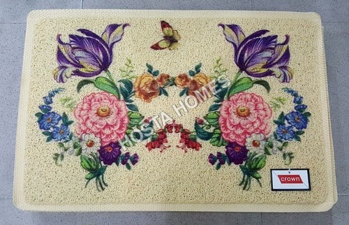 Big Floral Print Pvc Rubber Door Mat