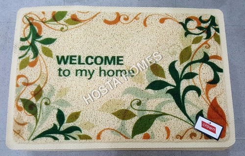 Welcome & Leaf Design Print Pvc Mat