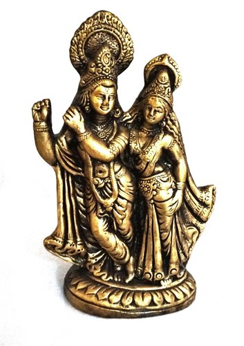 Radha Kishan Decorative Statue - Handmade Terracotta with Metallic Finish | Durable, Eco-Friendly, Non-Toxic, Easy to Clean, Religious Hindu Theme