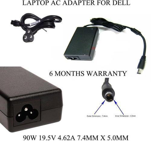 Dell Laptop Adapter - 90W Output, 19.5V, 4.62A | High-Quality Protection Against Overload, Short Circuit, and Voltage Spikes