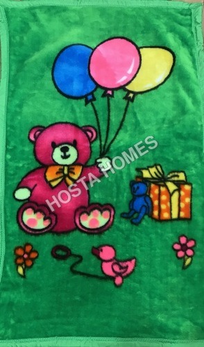 Cartoon Print Super Soft Baby Mink Blanket Green Color