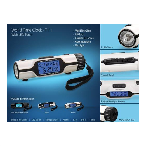 Round World Time Clock with Torch