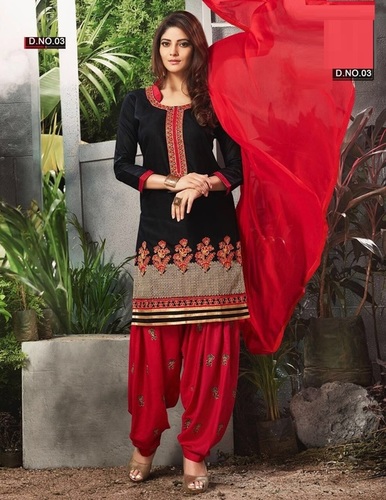 Black & Red Latest Patiala Suit Shopping
