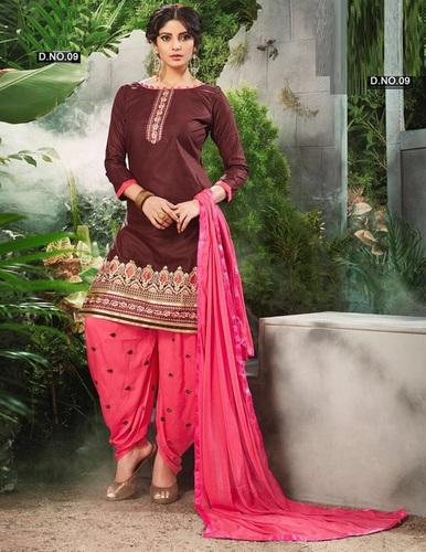 Brown & Baby Pink Wholesaler Of Cotton Patiyala Salwar Kameez
