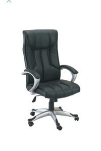 Regency Office Chair - Leatherette & Metal, 25 Inches Diameter, Black | Adjustable Height, Ergonomic Design, Lumbar Support, Caster Wheels