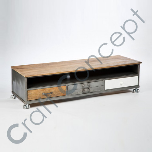 Wood & Metal Tv Cabinet No Assembly Required