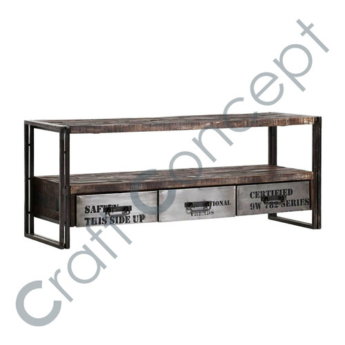 WOOD & METAL TV CABINET