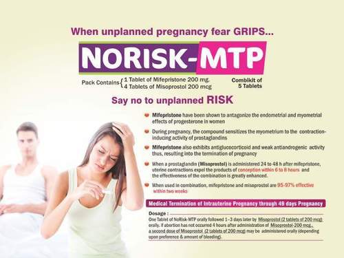Mifipristone 200mg (1 tab) & Misoprostol 200 mcg ( 4 tabs)