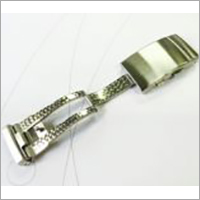 Stainless steel fold over clasp with push button